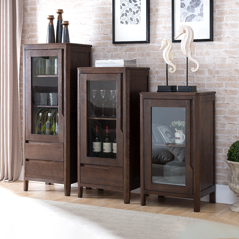 Youmu Furniture All Solid Wood Wine Cabinet North American Red Oak ...