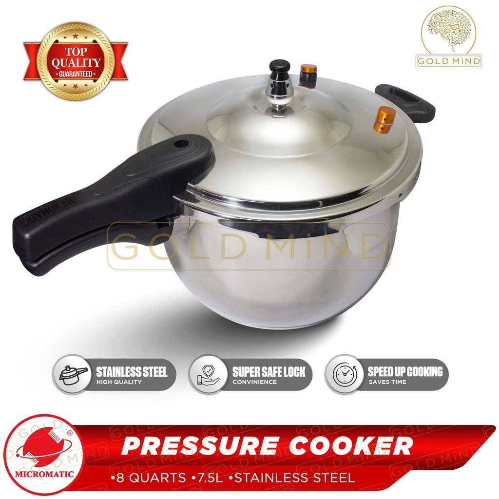Micromatic Stainless Steel Pressure Cooker 8 Quarts (7.5 Liters