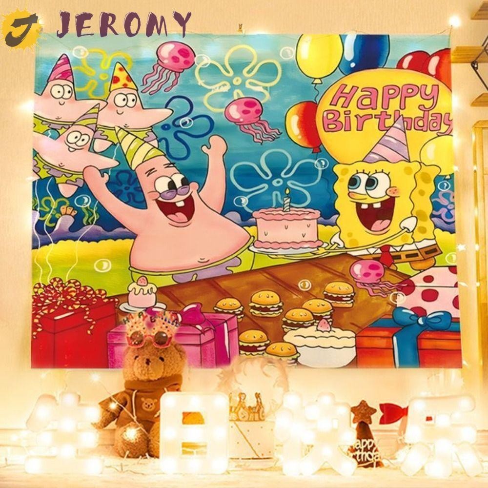 JEROMY SpongeBob SquarePants Backdrop, 100X70CM Cartoon Birthday ...