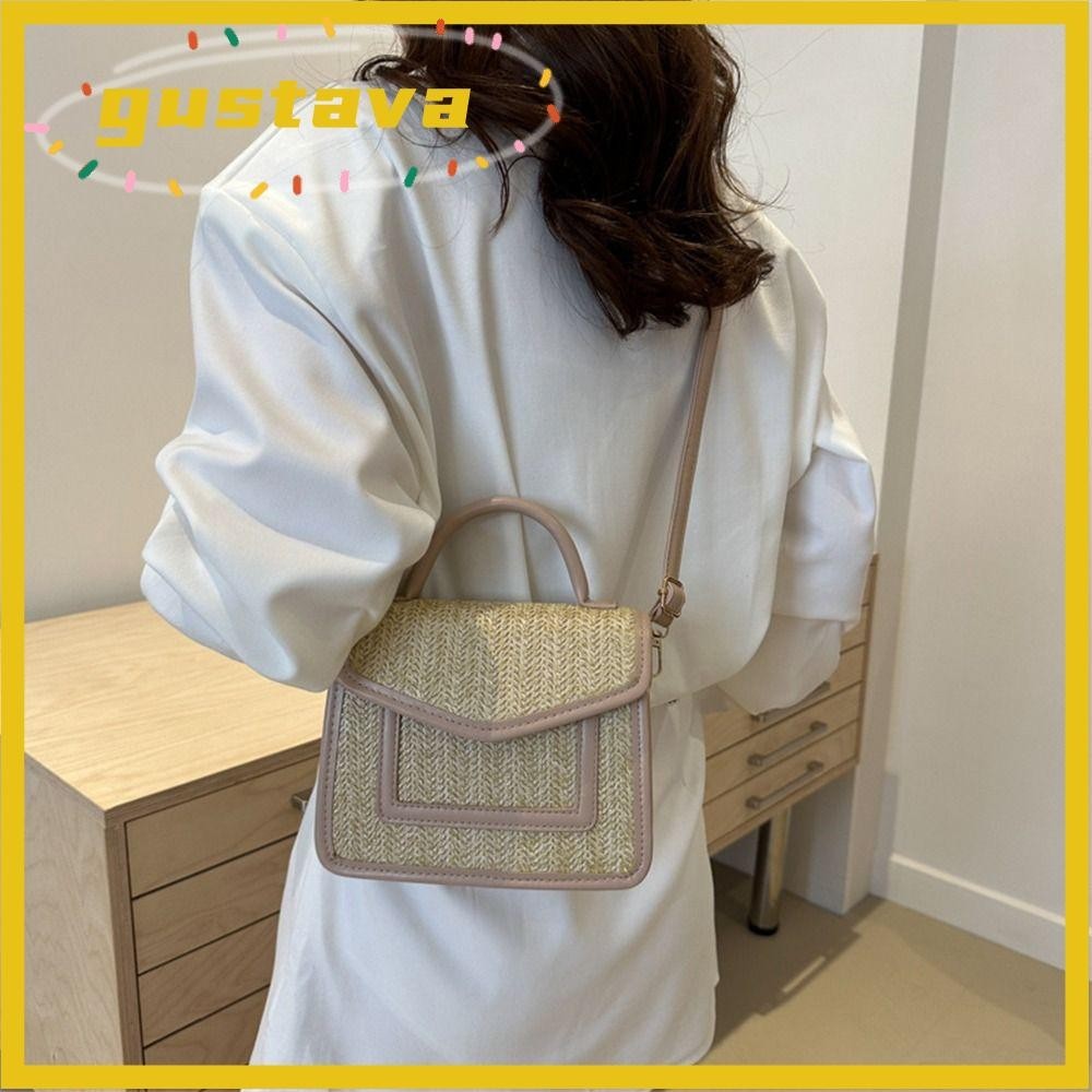 GUSTAVA Straw Bag Handmade Braid Large Capacity Shoulder Bags Fashion Woven Rattan Messenger Bag Summer Beach Shopee Philippines