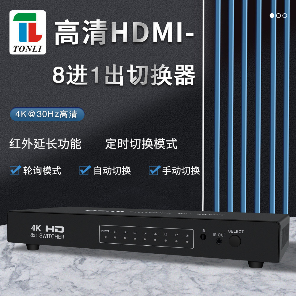 HDMI Quad MultiViewer 8x1, naadloze Switcher 8 in 1 uit met IR-afstandsbediening, ondersteuning 1080p 4K @30Hz en 6 kijkmodi