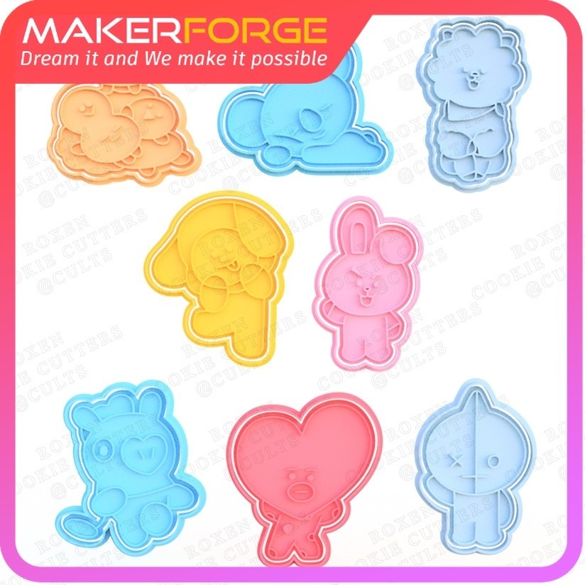 BTS BT21 Cookie Cutter Fondant Cutter Clay Cutter Collection Set of 8 ...
