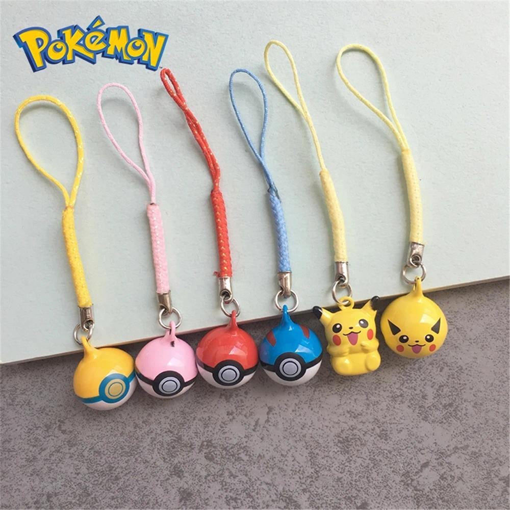 Pokémon Poké Ball bell keychain Toy Accessories DIY Cell Phone Lanyard ...