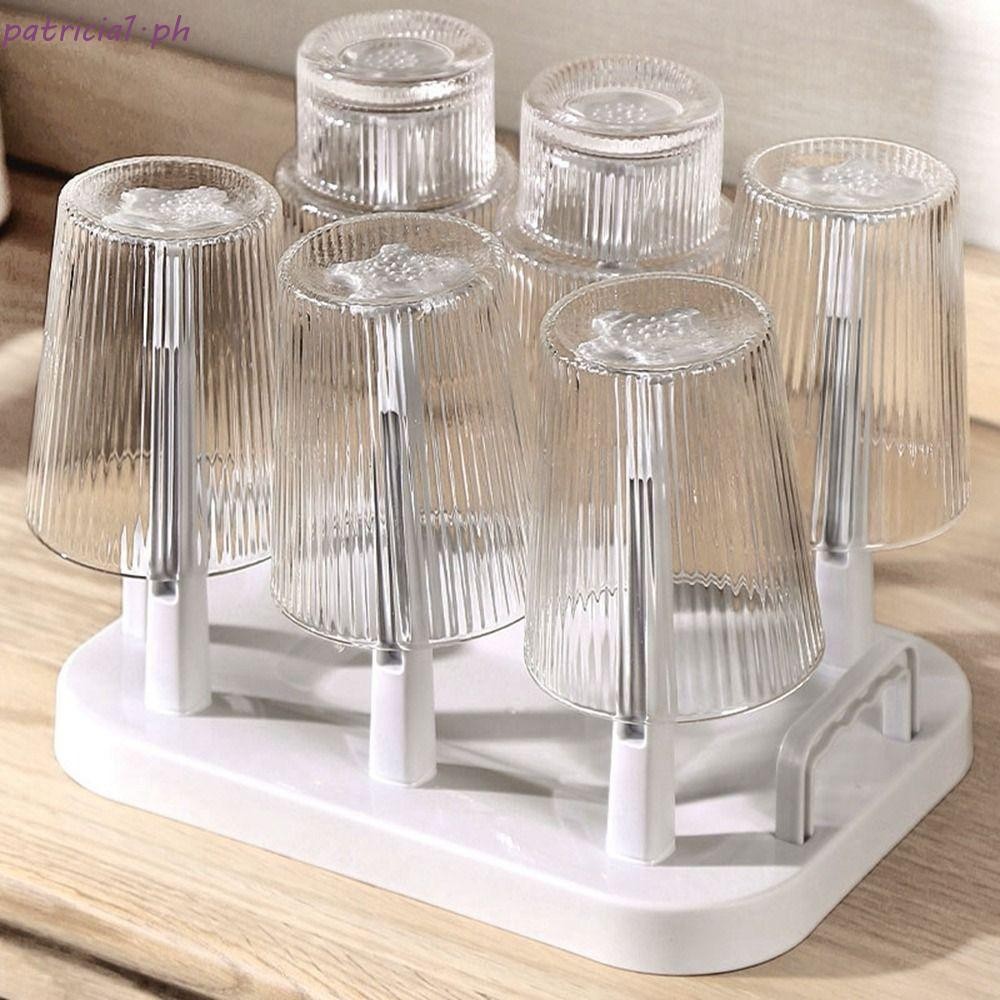 PATRICIA Cup Drying Rack, Plastic Upside-Down Glass Cup Drainer Holder ...