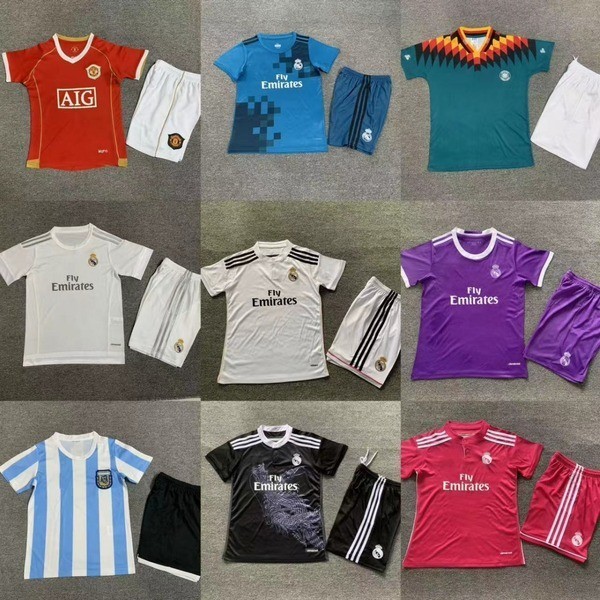 German Man Utd Rma Argentina Barca Retro Kids Kit Boy Soccer Jersey ...