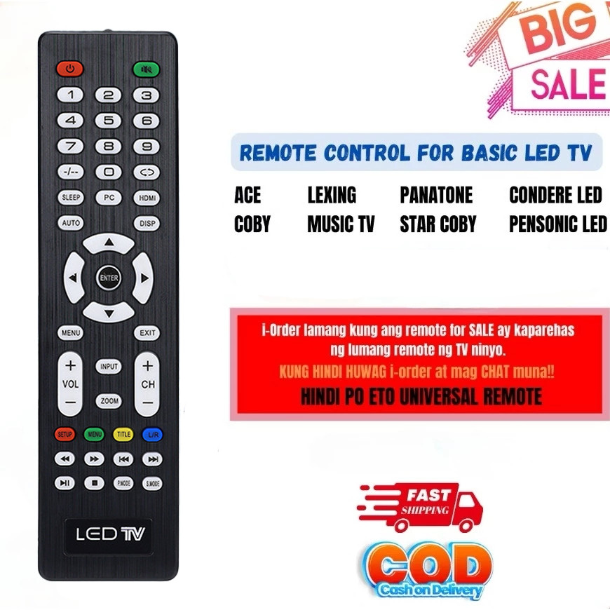 COBY And STAR COBY LED TV Remote Replacement TV Remote Controller ...