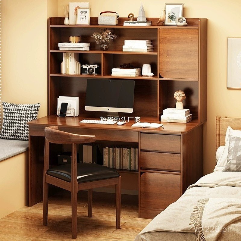 Desktop Desk Modern Minimalist Desk Integrated Bookshelf Desk Storage ...