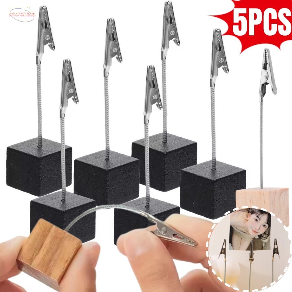 Wooden Desktop Photo Decoration Holder Square Office Business Card ...