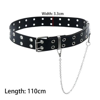 NLM 1Pcs Waist Belt, with Chain Double/Single Row Hole Eyelet Punk ...
