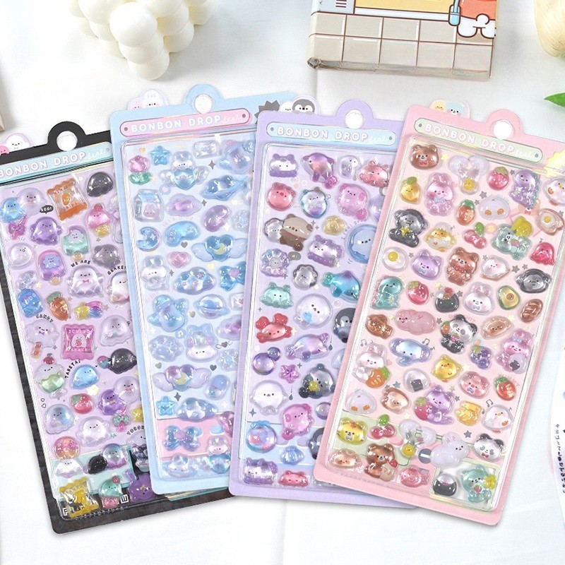 1 pc Random Creative Candy Ghost Rabbit Drop 3D Relief Stickers ...