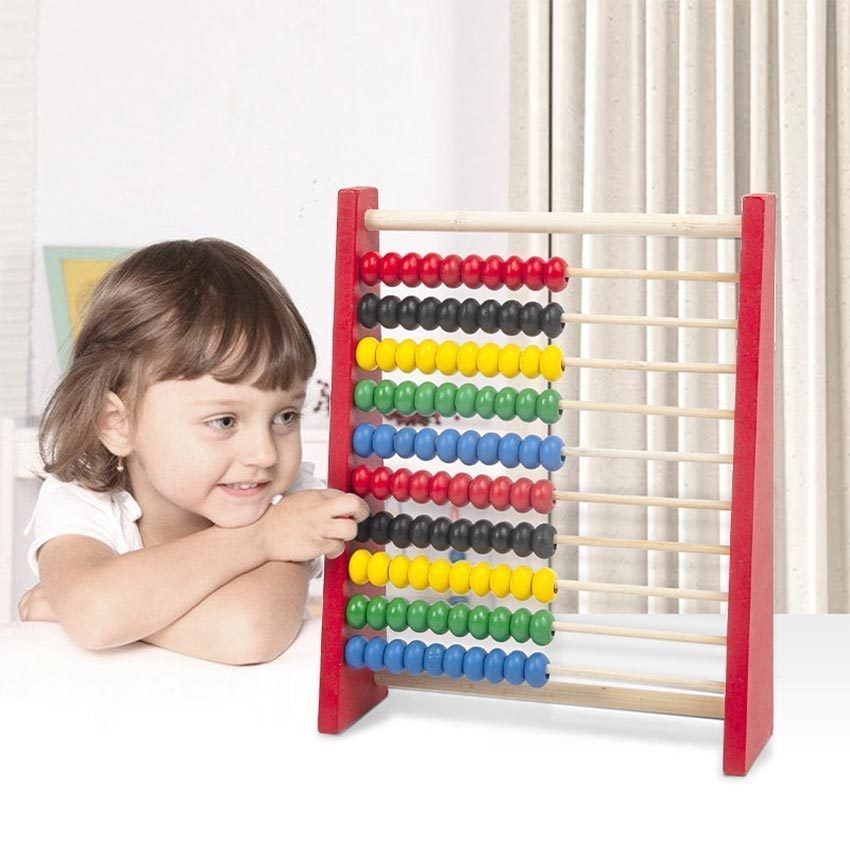 10 Row Wooden Counting Frame Abacus Kids Educational Counting Toys ...