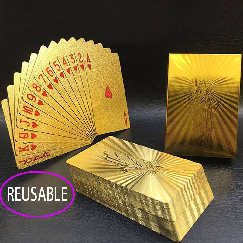 Gold Foil playing card reusable card game Waterproof 24k Playing Cards ...