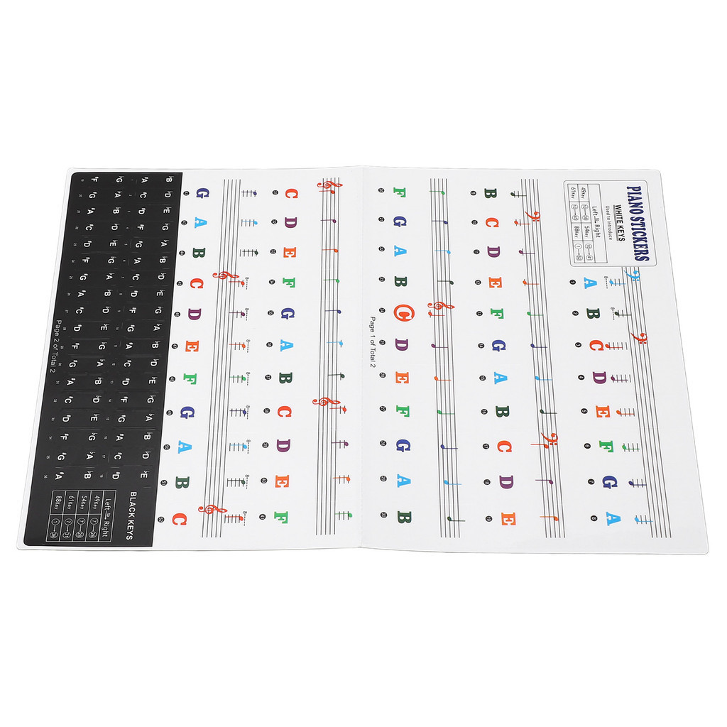 SPR-Piano Keyboard Stickers For 88 61 54 49 Key PVC Removable Piano ...