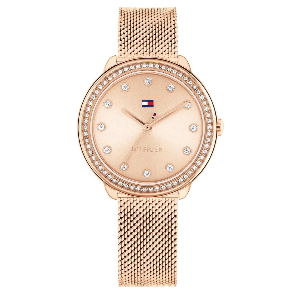 Tommy Hilfiger Demi Rose gold Stainless Steel Mesh Bracelet Analog ...