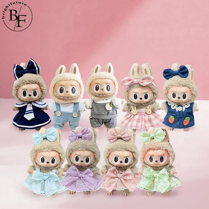 Clothes For Labubu Doll,Clothes For Dolls Accessories,Butterfly Tulle Skirt Purple 5 Pieces Outfit Set Suitable For Labubu 15cm 17cm Doll,Adorable