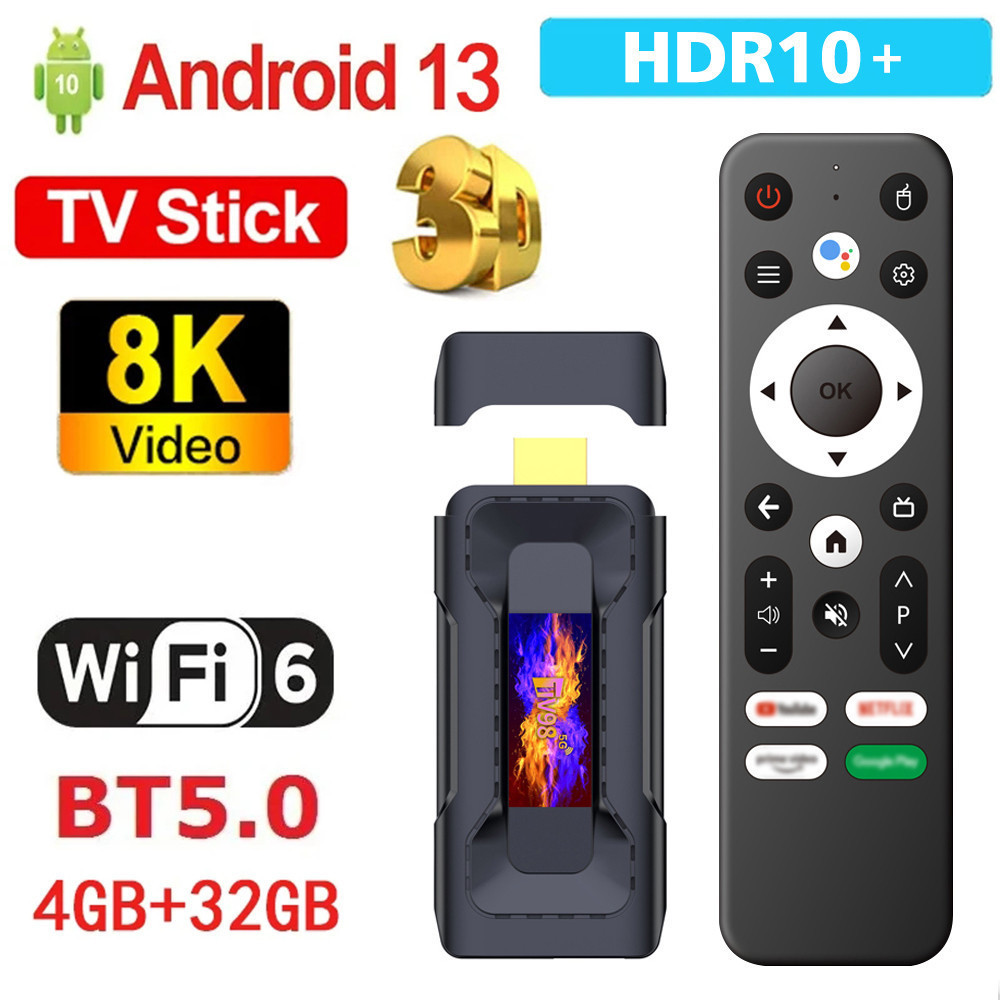 Ultra HD TV98 TV Stick Android 13.0 8K 2.4G 5G WiFi Bluetooth 5.0 Smart