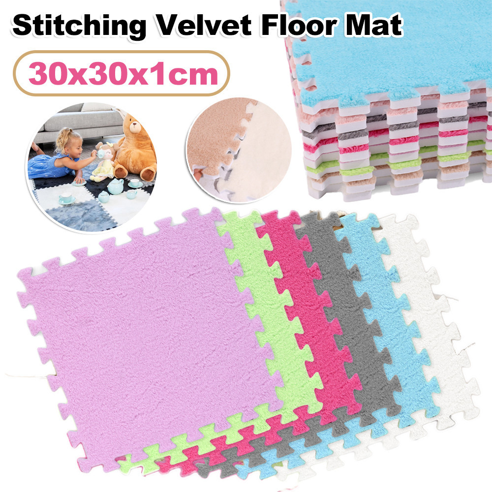 EVA Plush Play Puzzle Mat - Stitching Velvet Floor Carpet - Soft Suede ...