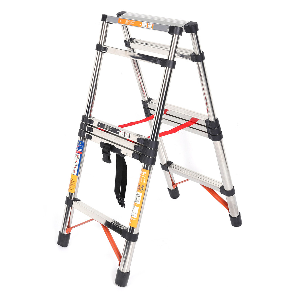 5 Step Telescopic Ladder Folding Step Stool Heavy-Duty Steel Ladder ...