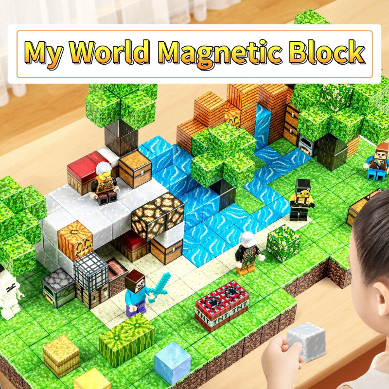 World Magnetic Cube Building Blocks DIY Magnet Puzzle Children's ...