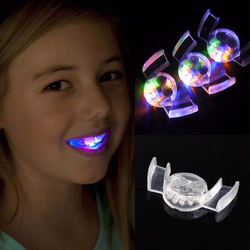 1PC Novelty Glow Tooth LED Flashing Light Toy Flash Braces Mouth Piece ...