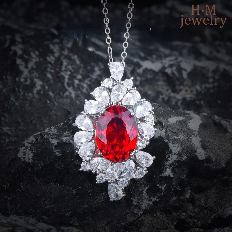diamond necklace ruby silver pendant