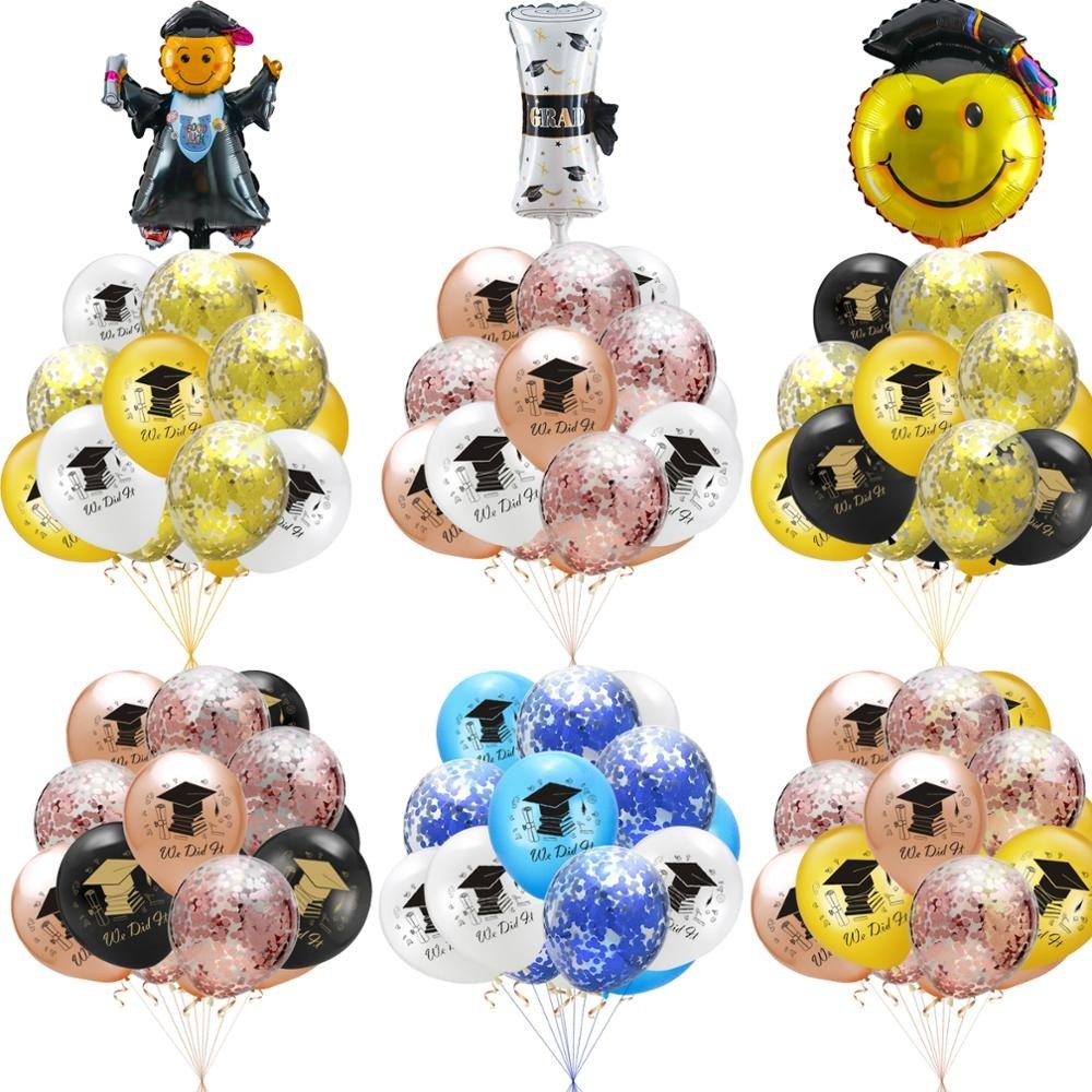 1/12pcs 2025 Graduation Party Balloons Black Gold Blue We Did It ...