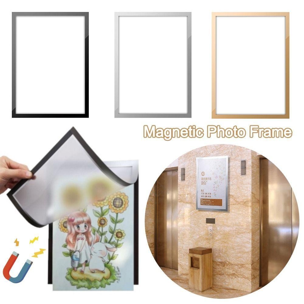 5x7 Magnetic Picture Frames, 5-Pack – Reusable Fridge Frames For Photos, Notes, Grey