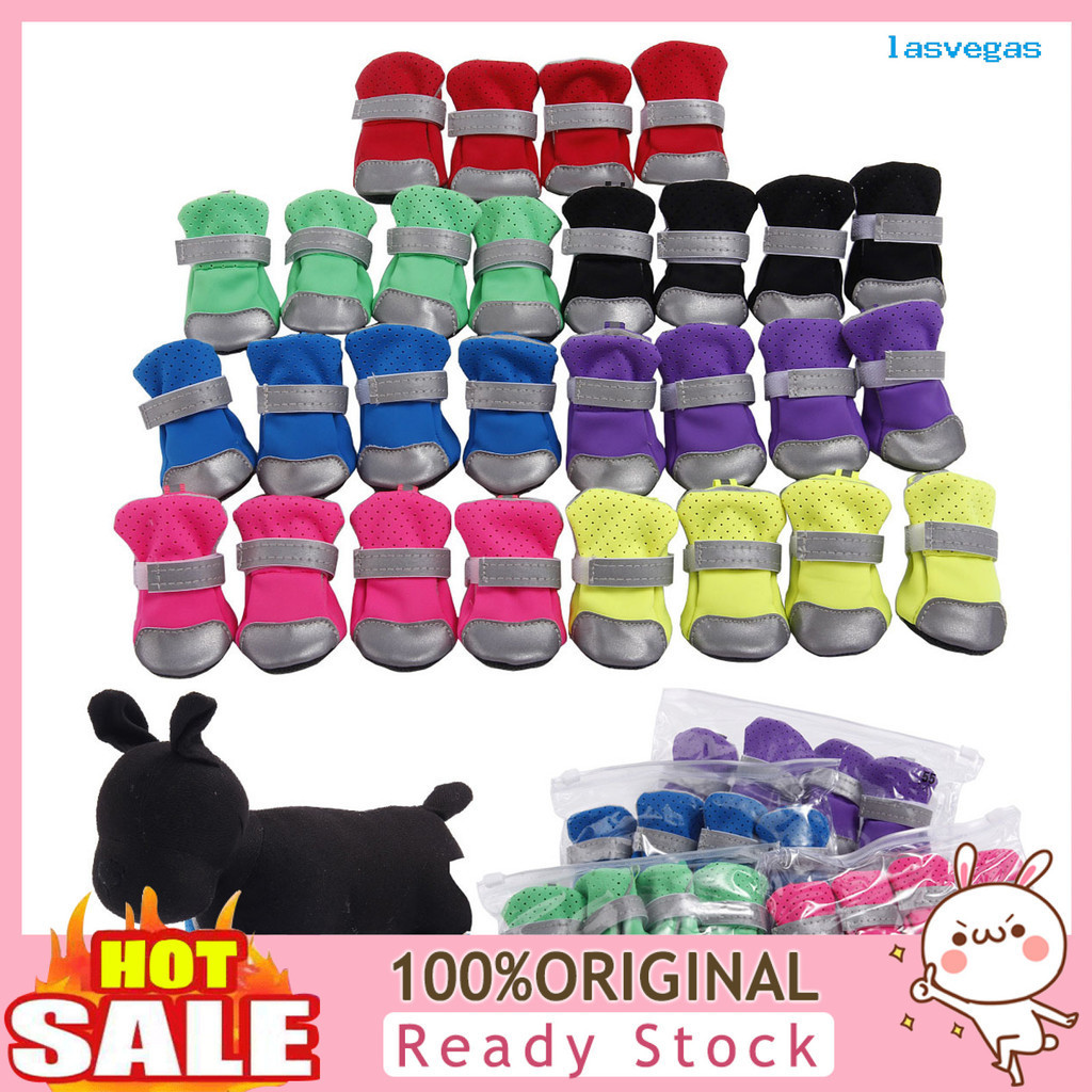 [LLS] 4Pcs Reflective Dog Puppy Shoes Pomeranian Teddy Bichon Soft
