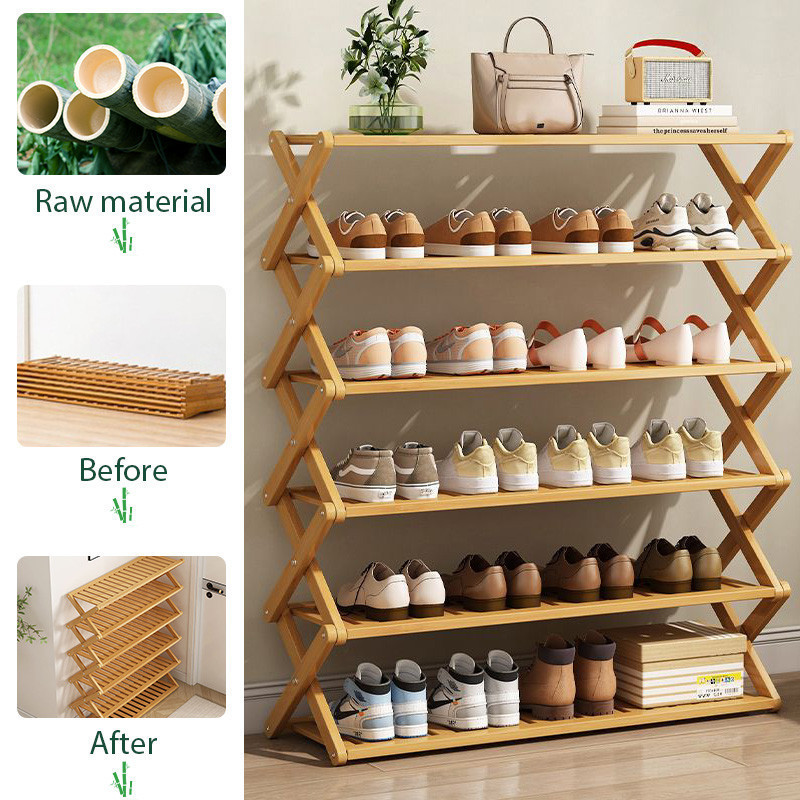 Bamboo Shoe Rack Installation Shoe Storage Doorway Multi Layer Outdoor ...