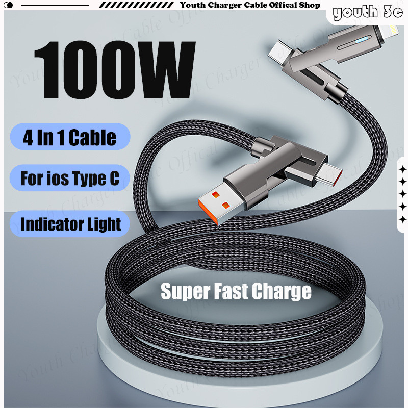4 In 1 Phantom 100W Fast Charging Cable For ios 15 Type C 2 In 2 Type C ...