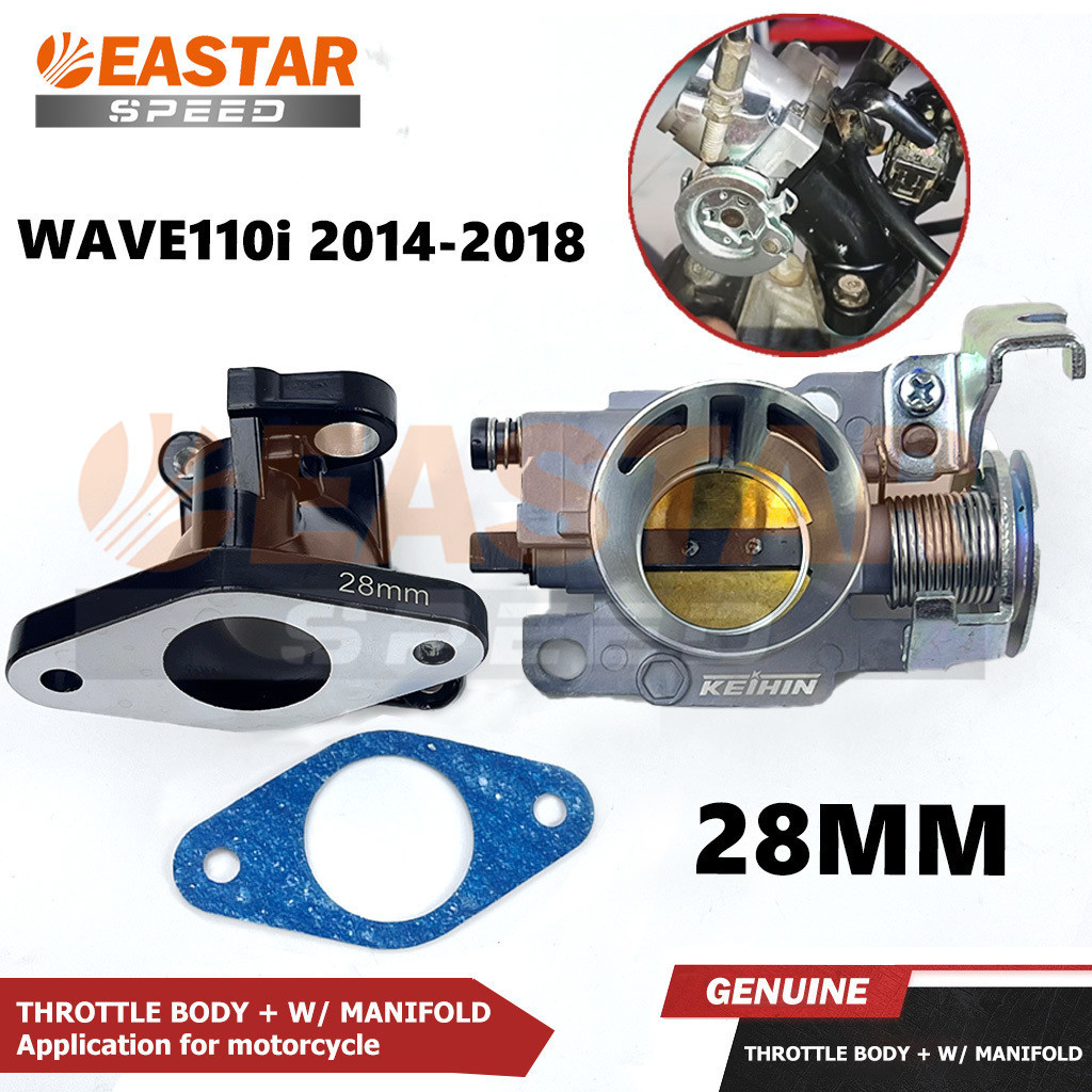 RACING THROTTLE BODY + W/ MANIFOLD WAVE110i 2014-2018 28MM | Shopee ...