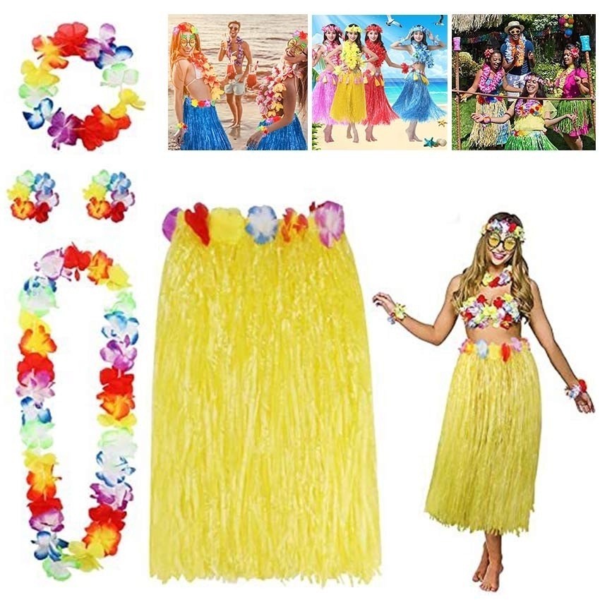 strapless open back dress Hawaii Party Maxi Dress Ladies Beach Party Hawaiian Themed Fancy Dress –  Kingdom Fancy Dress main image 1