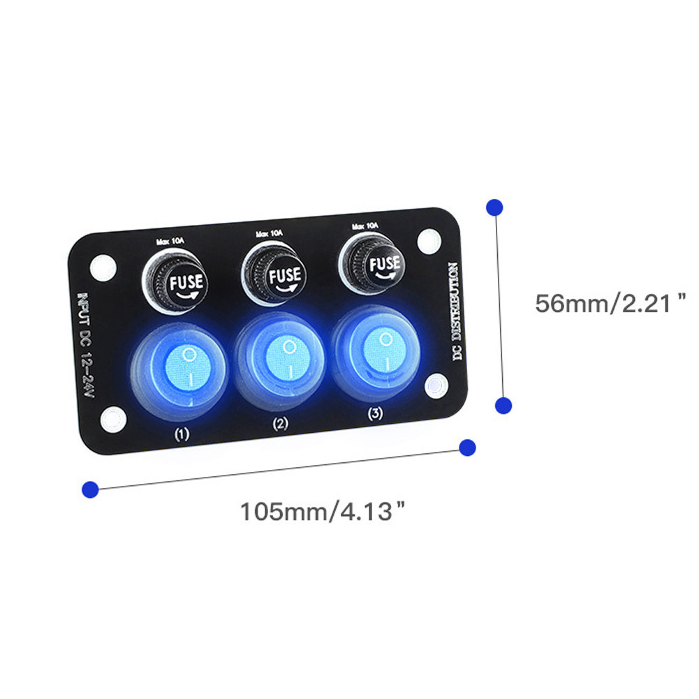 12V-24V LED Marine Boat Rocker Switch Panel 3 Buttons ON Off Toggle ...