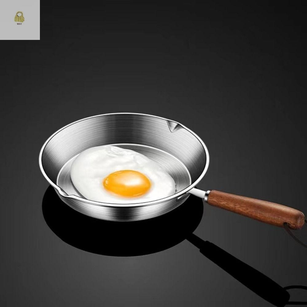 WAY 304 Stainless Steel Frying Pan, Flat Bottom Oven Safe Omelette Pan ...