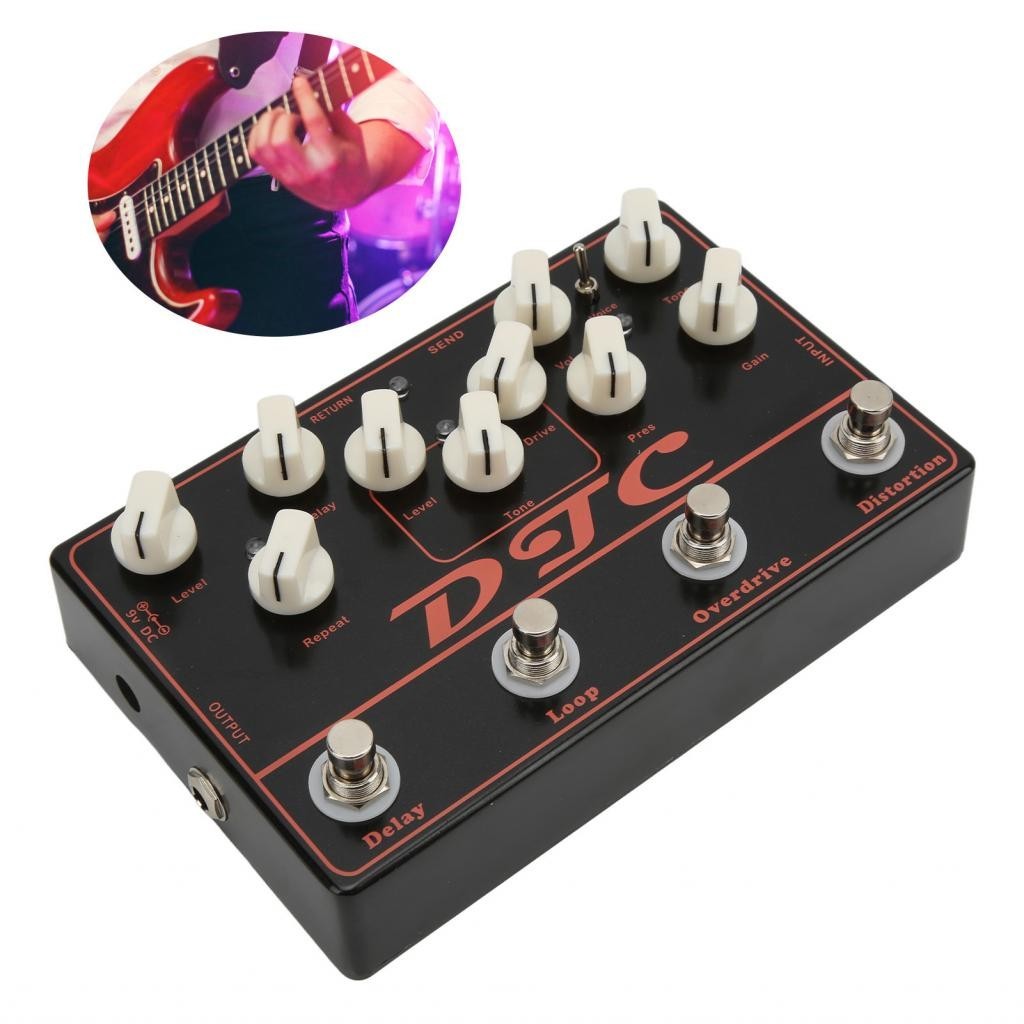 Houglamn Distortion Overdrive Loop Delay Pedals 4 in 1 Synth