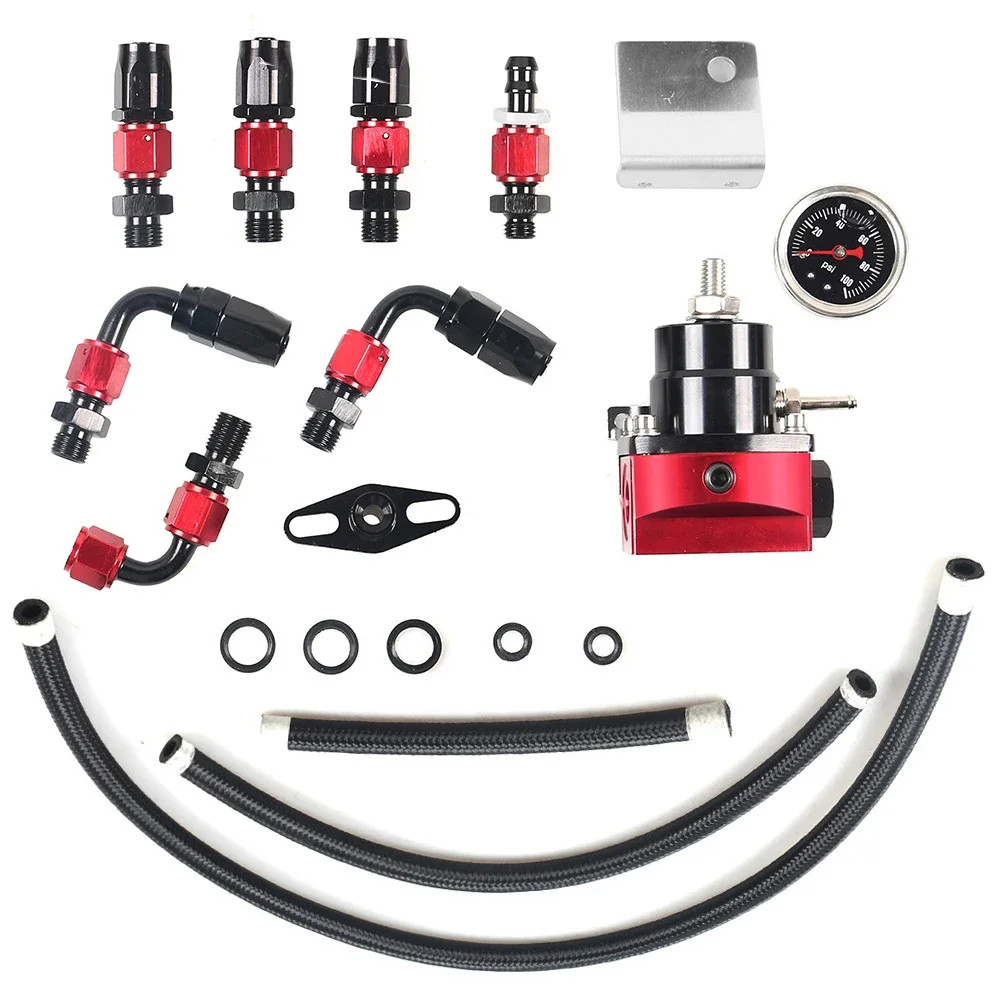 Engine Parts Universal Adjustable Fuel Pressure Regulator Guage Kit Oil ...