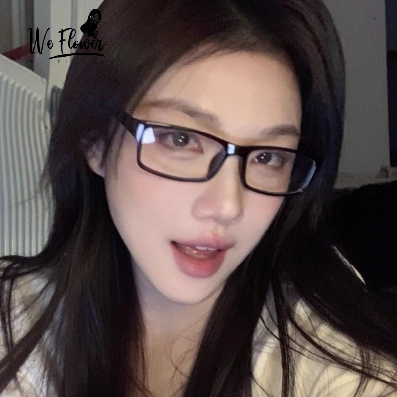 We Flower Korean Black Narrow Rectangle Frame Eyeglasses for Women Men ...