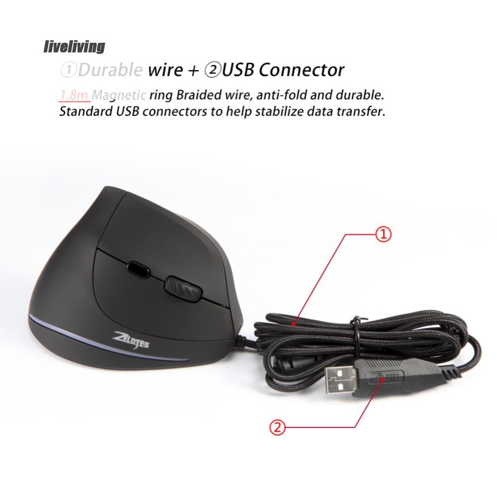 ZELOTES T20 Office Notebook Mice Mouse Pro Gamer Wired Vertical Optical ...