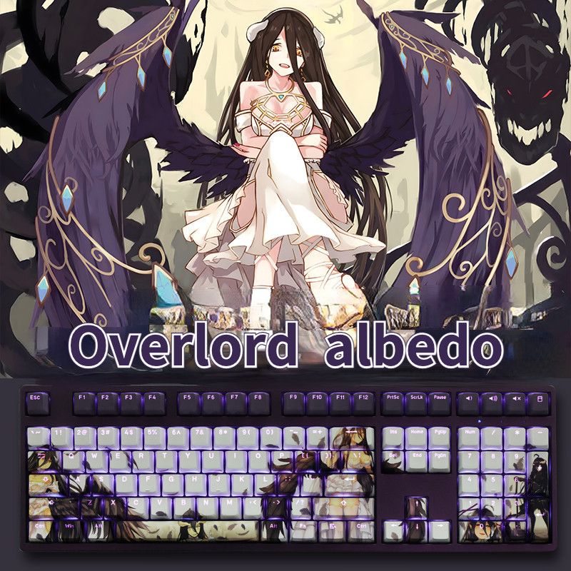 GG+Overlord Albedo 108 Keys PBT Dye Sublimation Keycap RGB Can Transmit ...