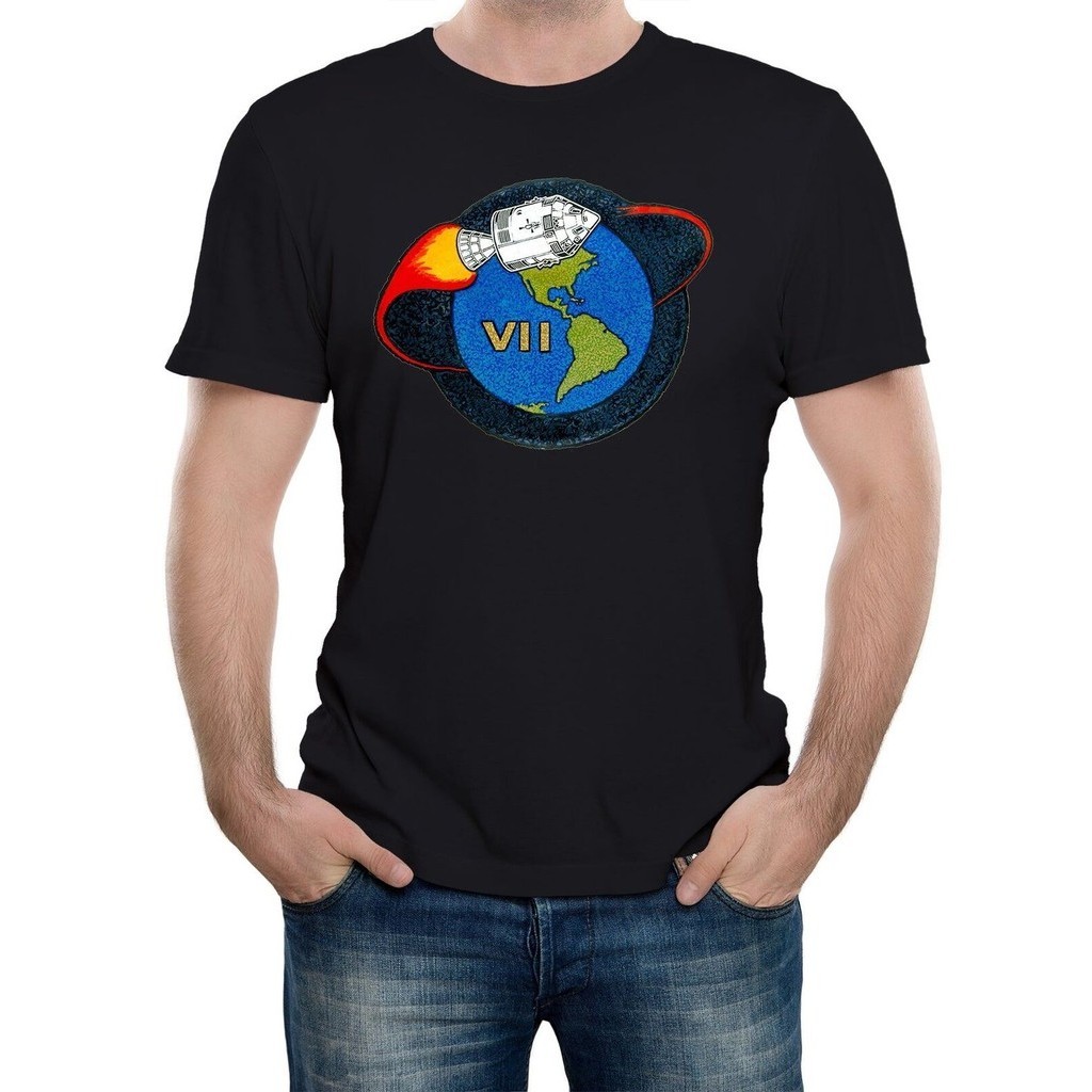 Mens Nasa Apollo 7 Mission Crew Badge Logo T-Shirt Space Science Cool ...