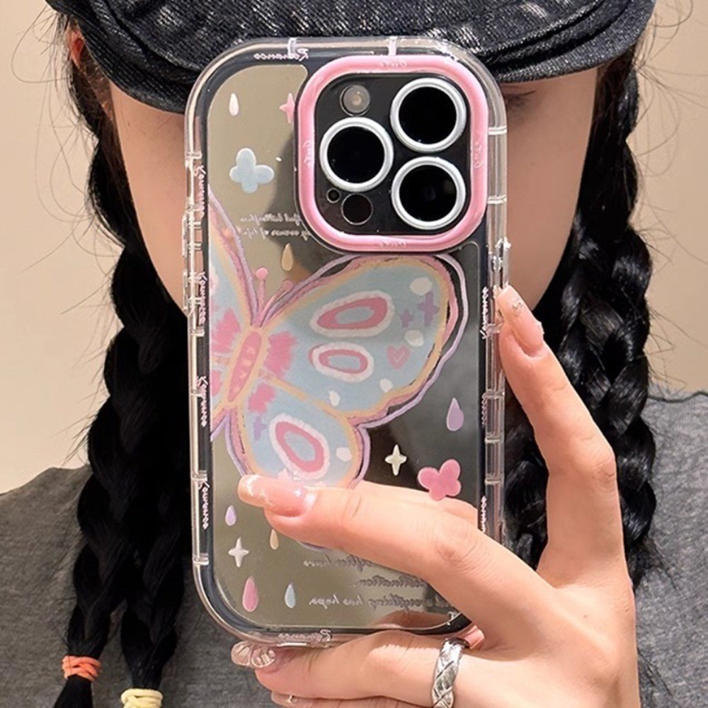 I MGAE IN AR Compact Case For IPhone 16 Pale Pink Butterfly Design,Cute Trendy Soft Slim TPU Shockproof Protective Phone Cases Cover For Women Girls Aesthetic Glitter - Foto 13