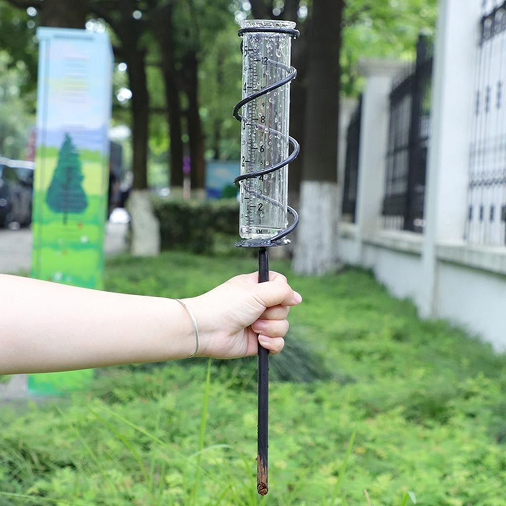 3U0X 45cm Spiral Rain Gauge Garden Glass Rain Water Meter Measuring ...