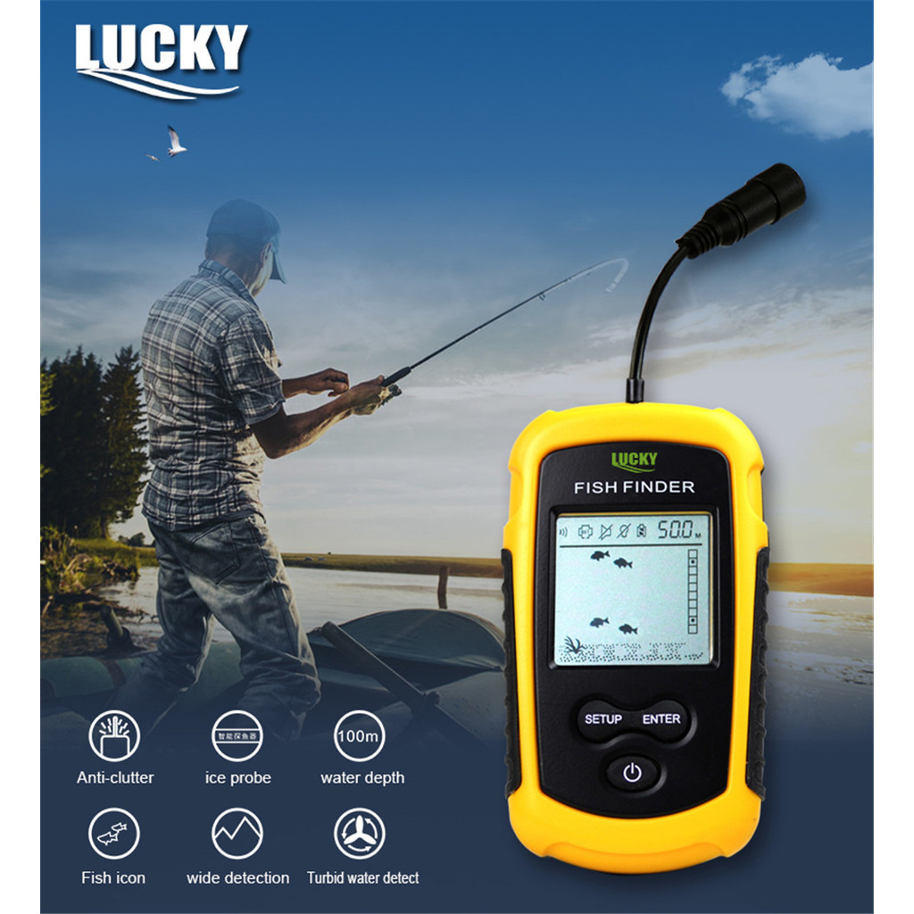Portable fish finder echo sounder Alarm Transducer Fishfinder 0.7-100m ...