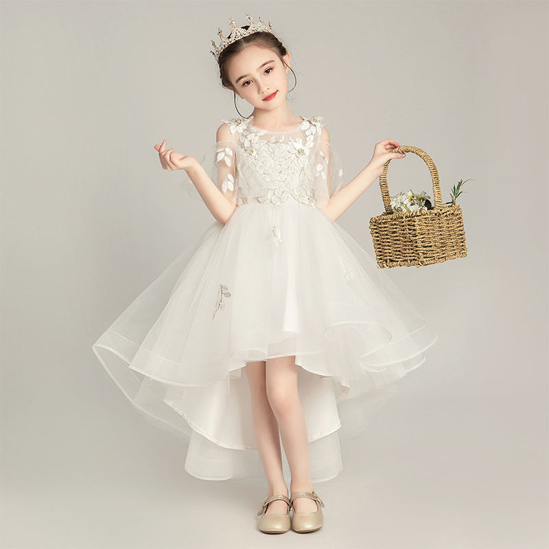Kid Girls Princess Trailing Birthday Flower Host Piano Dress main image 0