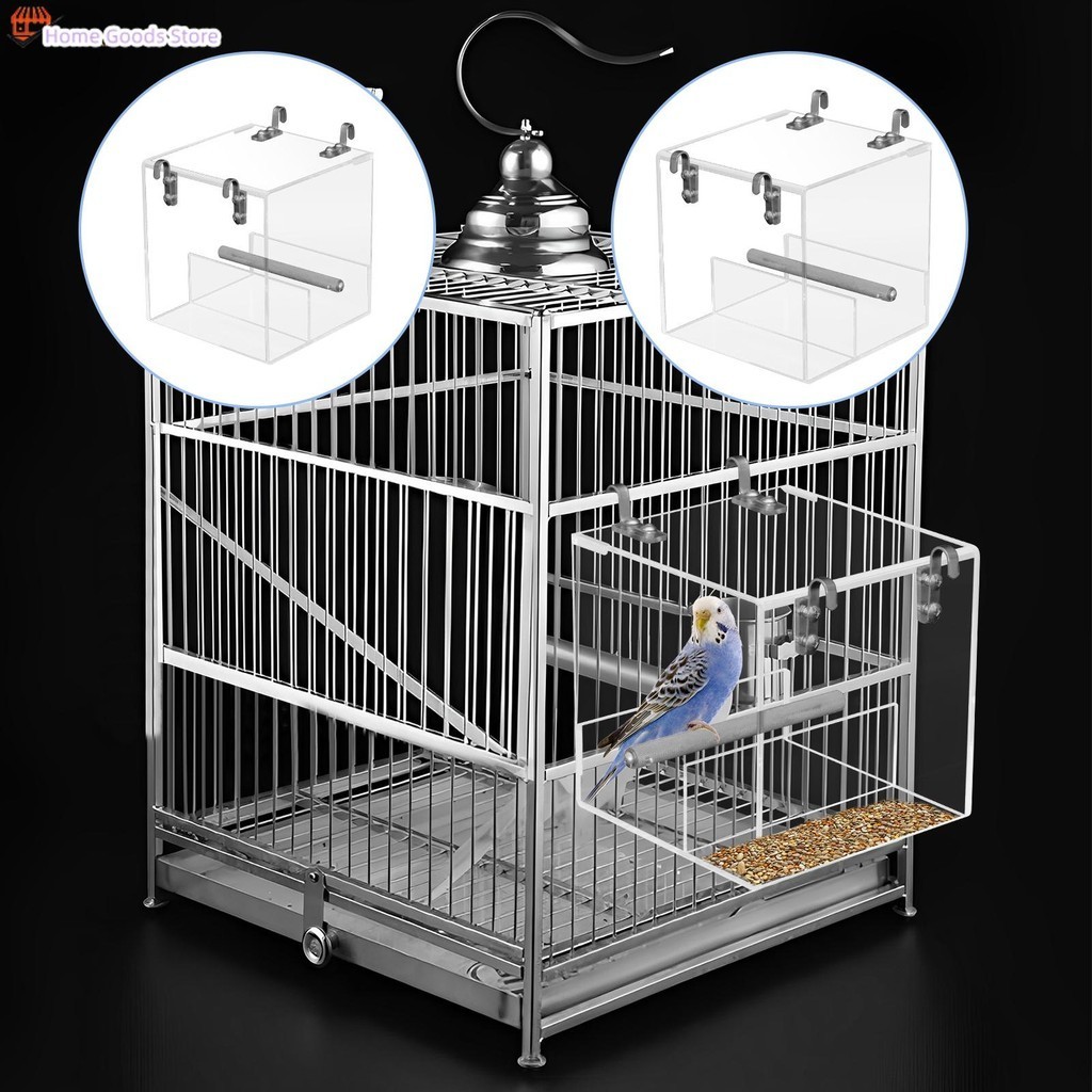 Automatic Bird Feeder Clear Acrylic Bird Cage Feeder No Spill Bird Feeder for Cage 5.1x4.3x5.1