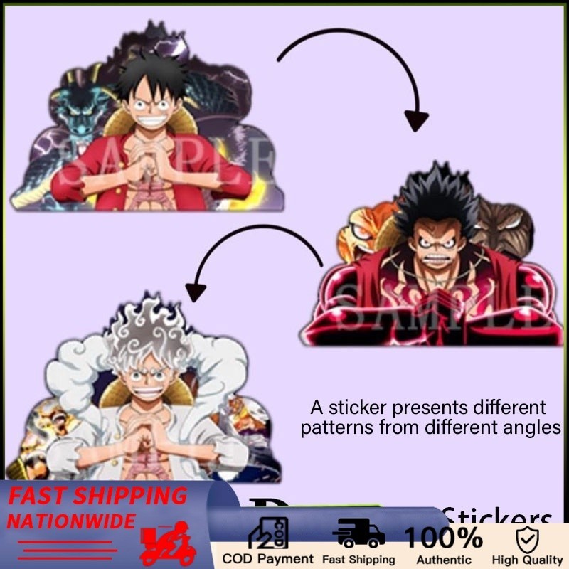 3D Gradient Sticker Luffy Big Size Waterproof Car Anime Sticker ...