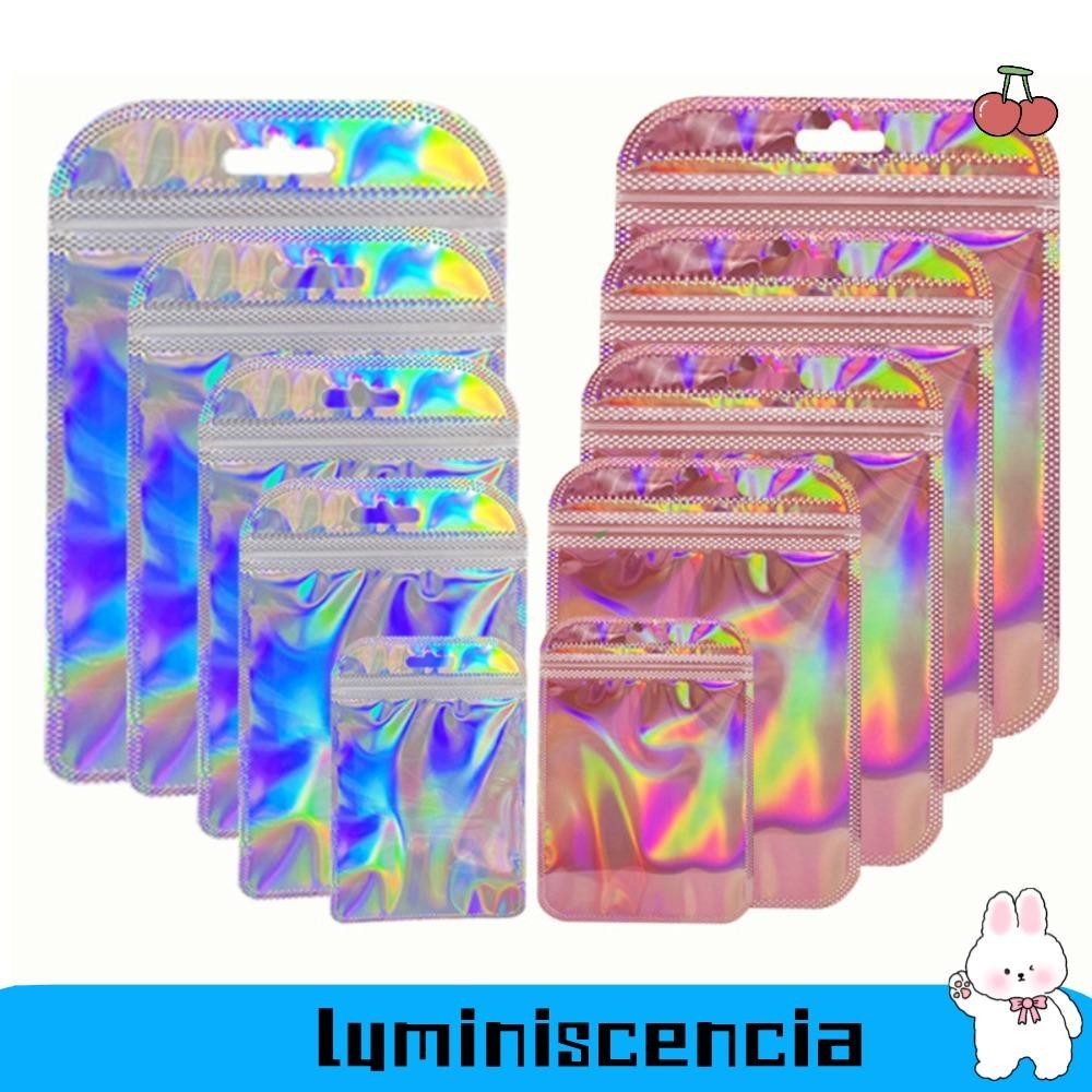 LUMINISCENCIA 50pcs Bags, Self-Sealing Pink Holographic Laser Packaging ...