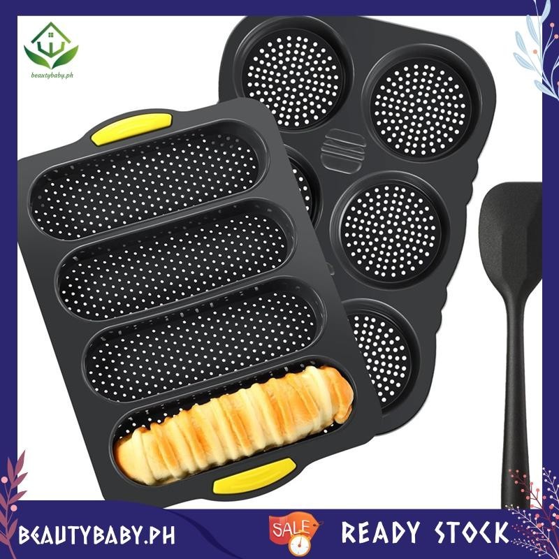 [beautybaby.ph] Silicone French Bread Pan and Hamburger Bun Pan Set