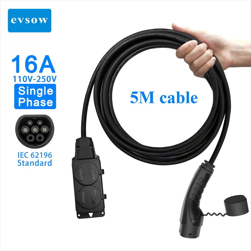 evsow Electric Car Side Discharge Plug EV Type2 16A Charger Cable with ...
