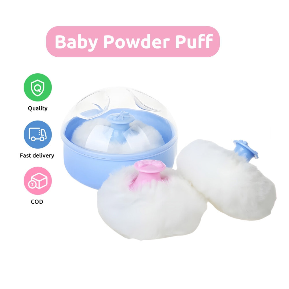 Infant Powder Puff Case Round Baby Soft Face Body Cosmetic Empty ...